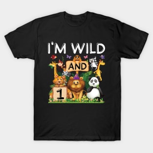 Safari Zoo Animal Lover 1st Birthday Shirt I'm Wild And 1 Birthday T-Shirt